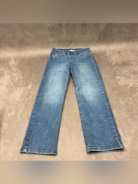 Nine West Medium Blue Wide-Leg Jeans heidi pull in straight women size 6 stretch